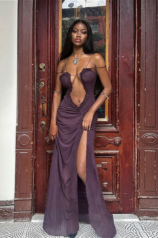 Ärmelloses, kurzes Maxikleid mit Blumenmuster und Rüschensaum