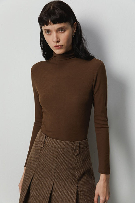 Thermo-Stretch-Strickoberteil mit Stehkragen