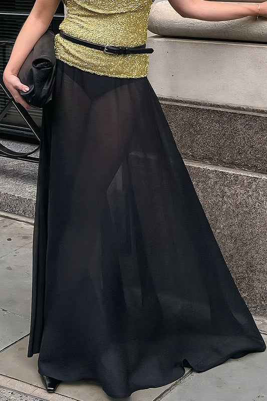 Sheer A-Line Maxi Skirt