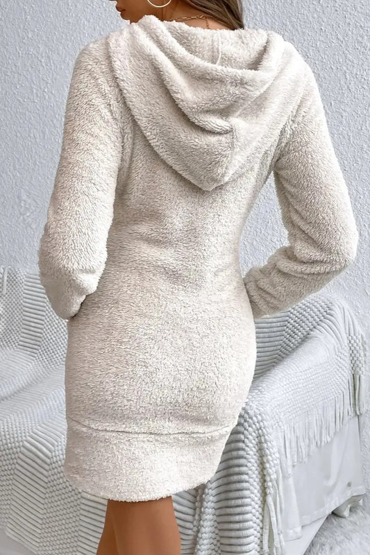 Plush Fleece Hooded Mini Dress