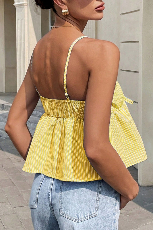 Striped Tie Up Sexy Cami Top