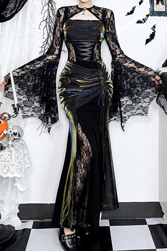 Asymmetrisches Gothic-Kleid aus Spitze