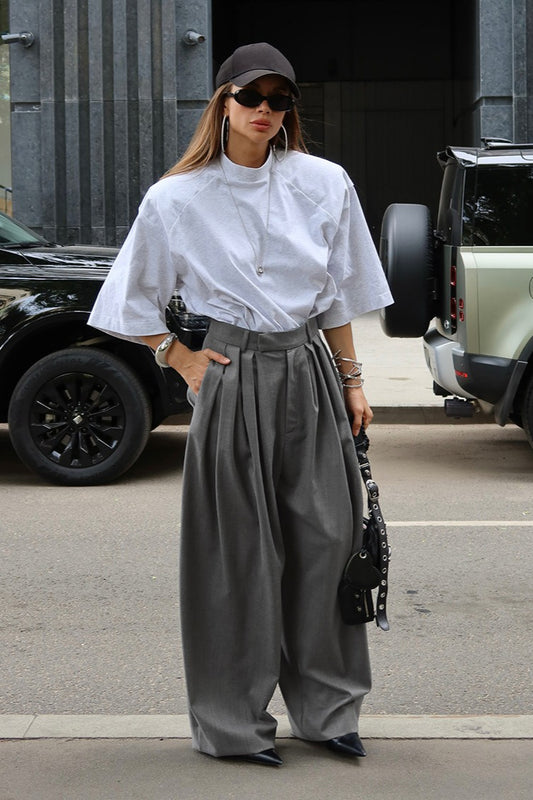 Vintage-Plisseehose mit weitem Bein