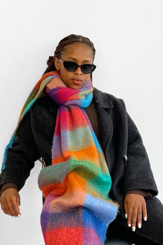 Einfarbiger Fransen-Mohairschal