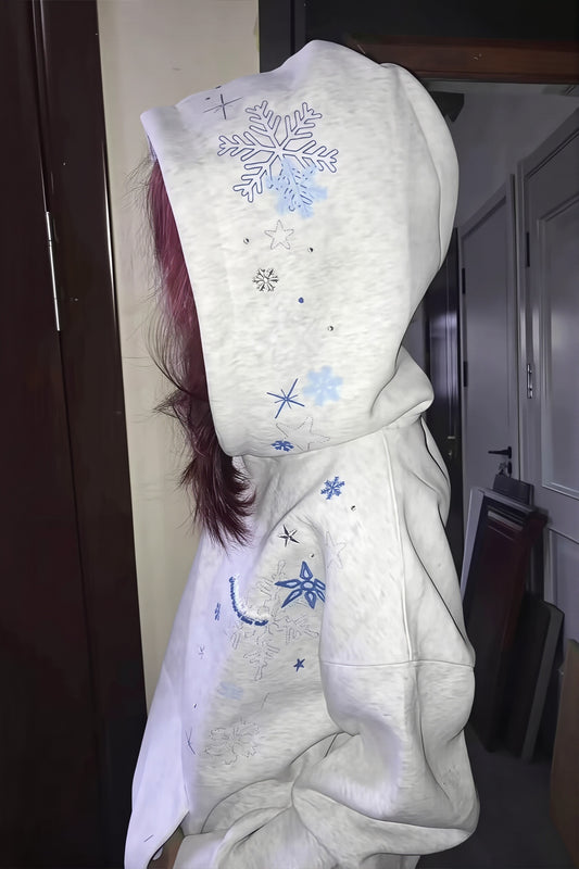 Snowflake Star Embroidered Pullover Hoodie