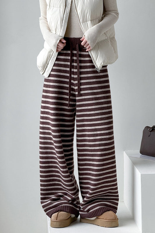 Striped Knit Thickened Casual Pants