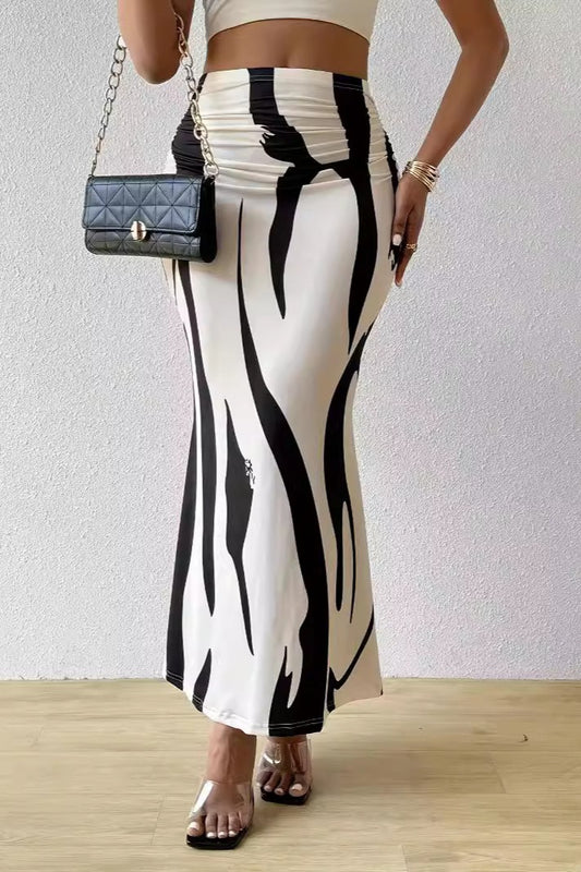 Fishtail Print Maxi Skirt