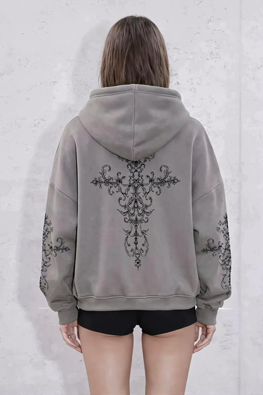 Ornamental Cross Graphic Hoodie