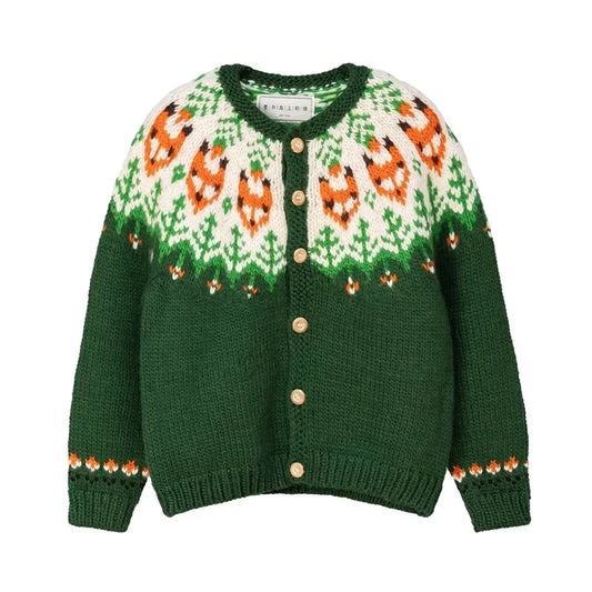 Handmade Thick Warm Vintage Fair Isle Nordic Green Cardigans Christmas Sweater / S Sweaters-L