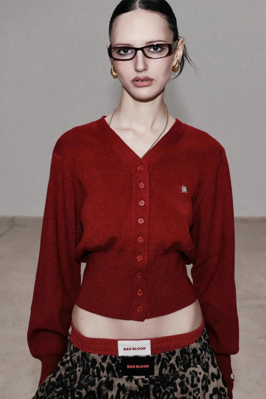 Bestickter Baumwoll-Cardigan mit V-Ausschnitt