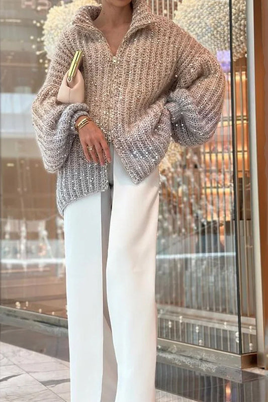 Pailletten-Strickcardigan im Chanel-Stil