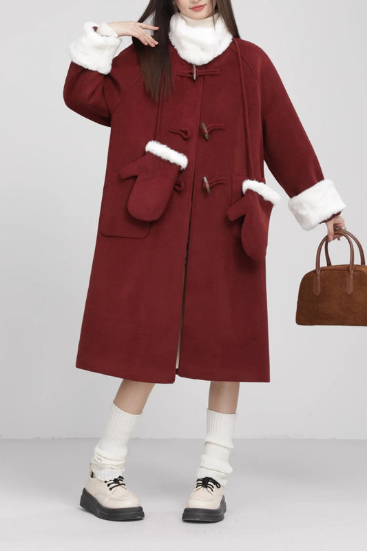 Retro-Patchwork-Oberbekleidung mit Hornknöpfen