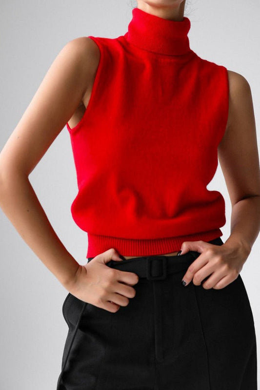 Schmal geschnittenes Stricktop mit Rollkragen