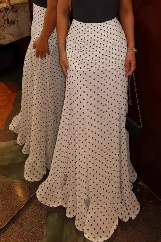Polka Dot High Waist Maxi Skirt