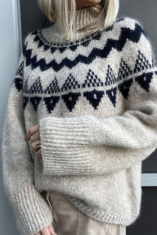 Vintage Loose Fit Jacquard-Strickpullover
