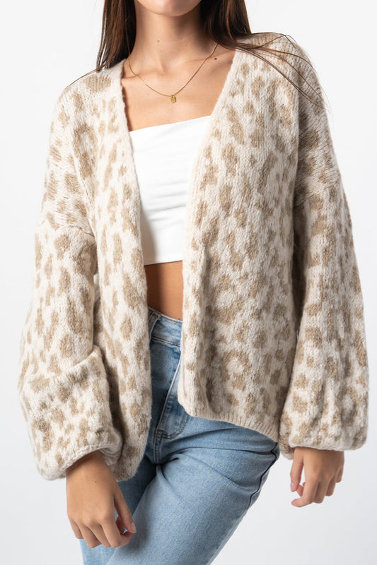 Locker sitzende Strickjacke mit Colorblock-Muster