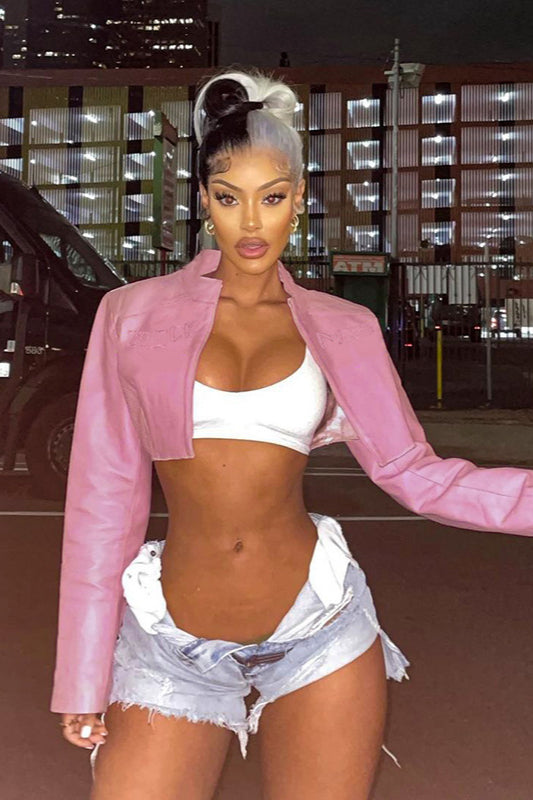 Rosa Bombermantel im Biker-Stil