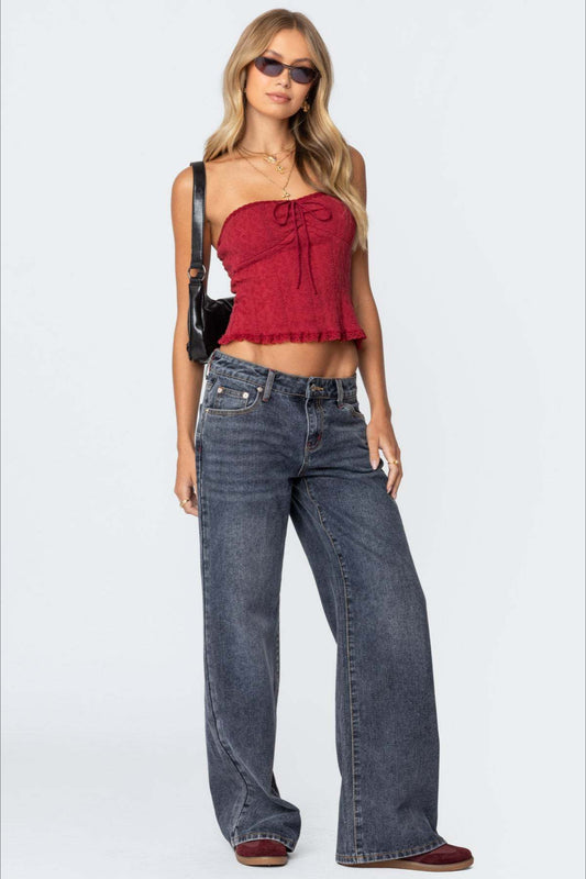 Vintage-Jeans mit niedriger Leibhöhe und weitem Bein