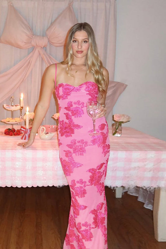 Figurbetontes Maxikleid mit Camisole-Taille und Blumenmuster