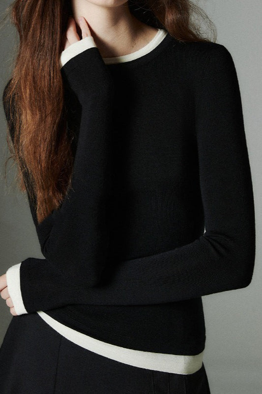 Waschbares Stricktop mit Farbblockmuster