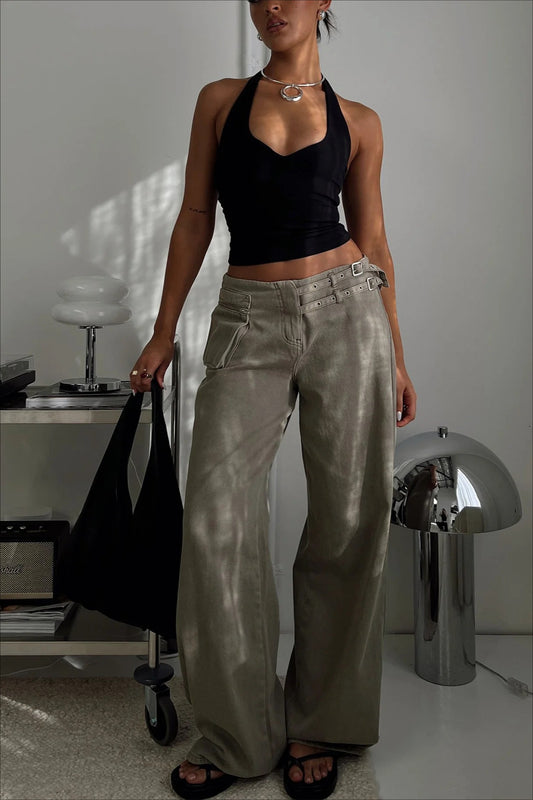 Locker sitzende Jeans mit verstellbarer Taille und Seitentaschen