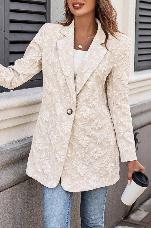 Jacquard-Blazer in schmaler Passform mit einem Knopf