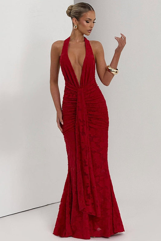 Gerafftes, figurbetontes Partykleid mit Bindebändern