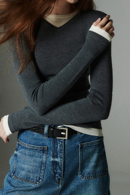 Waschbares Stricktop mit Farbblockmuster