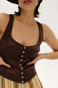 Schulterfreies Korsett-Crop-Top aus Satin