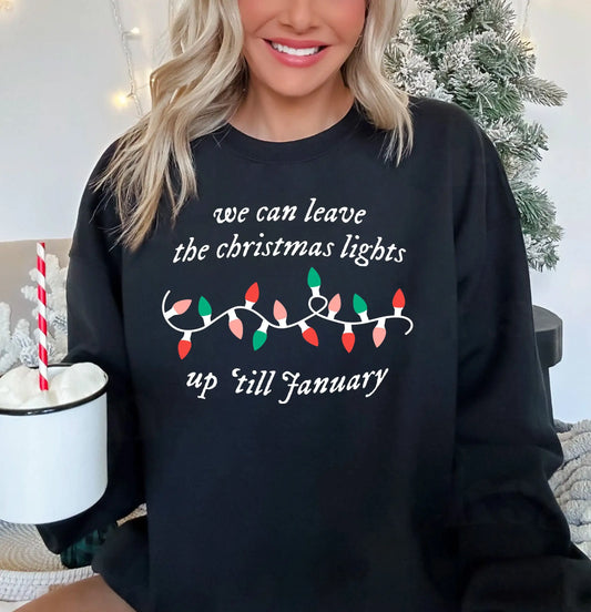New Fashion Comfortable Christmas Lights Up ’Til January Hoodie Black / S Hoodies-L