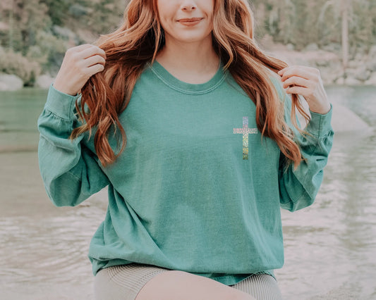 Fashion Individuality Cross Duplex Trend Art Jesuits Christmas Hoodie Green / S Hoodies-L