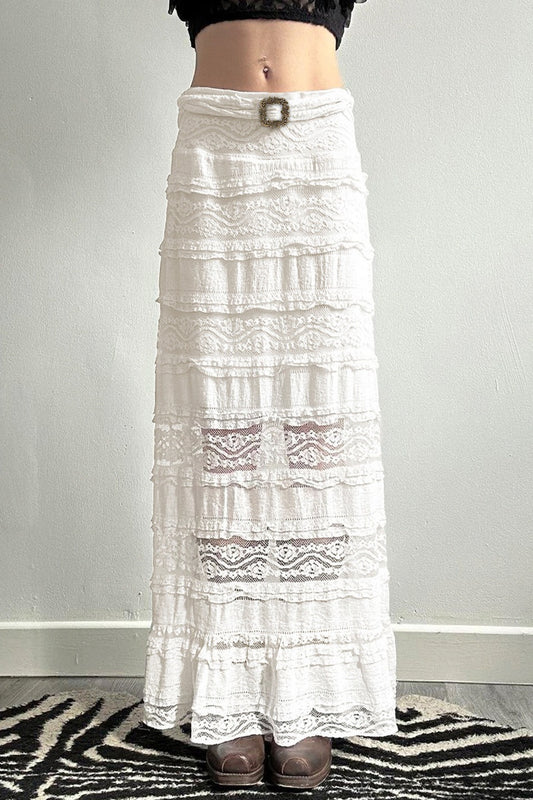 Sexy Maxirock mit niedriger Taille und transparenter Spitze