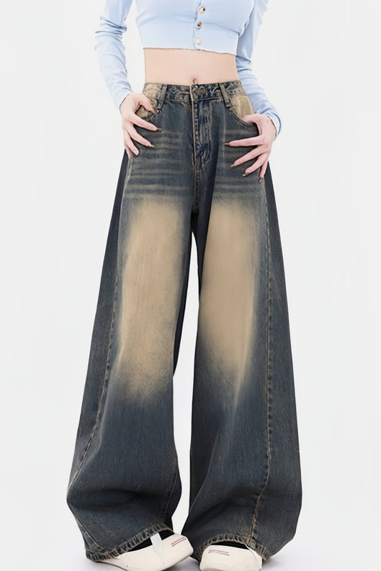 Retro Faded Wide Leg Jeans