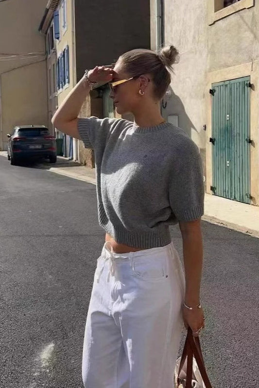 Kurzarm-Strickoberteil