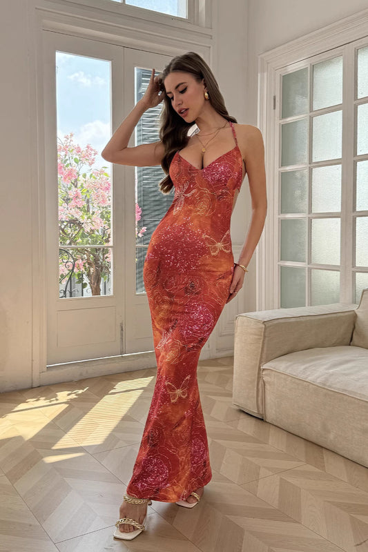 Bedrucktes, figurbetontes Camisole-Kleid