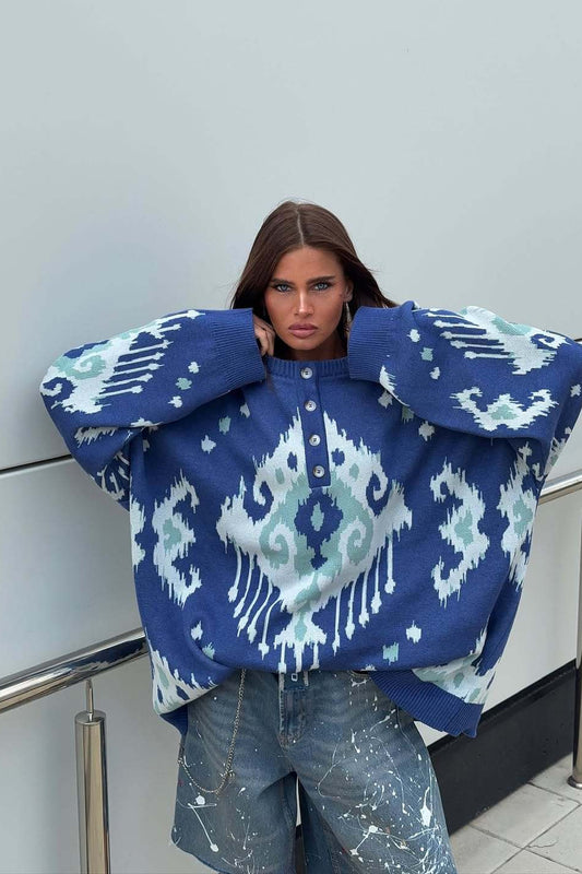 Pullover mit Farbblock-Muster, locker gestrickt