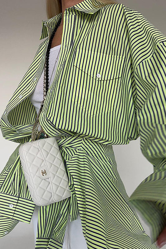 Gestreifte Bluse mit langen Ärmeln und Knopfleiste