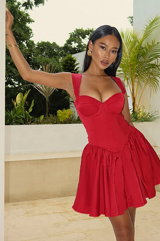 Rückenfreies A-Linien-Partykleid aus Jacquard mit Blumenmuster und Schleife