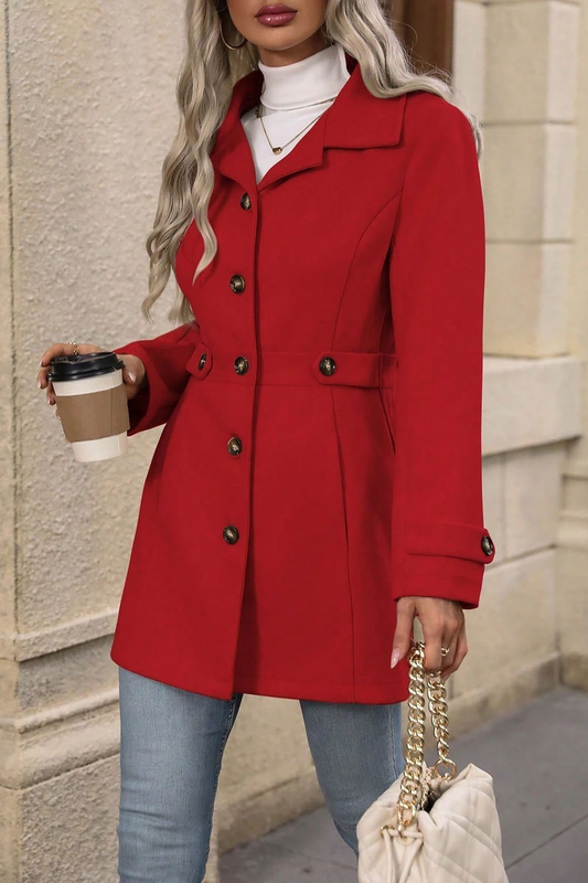 Elegante, geknöpfte Oberbekleidung aus Wollmischung mit festem Reverskragen