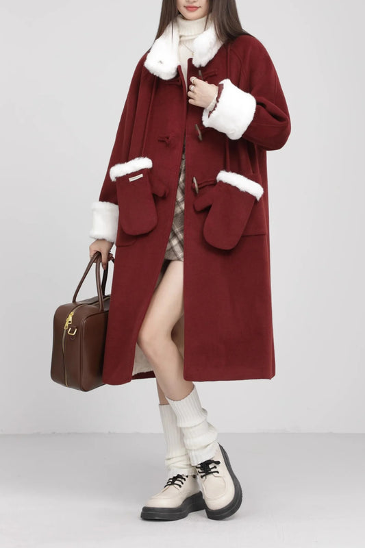 Retro-Patchwork-Oberbekleidung mit Hornknöpfen