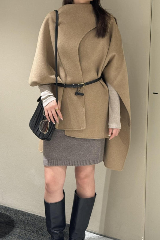 Woll-Tencel-Schal, einfarbig, Stola, Cape, unregelmäßiger Mantel