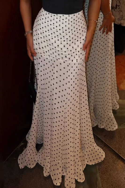 Polka Dot High Waist Maxi Skirt