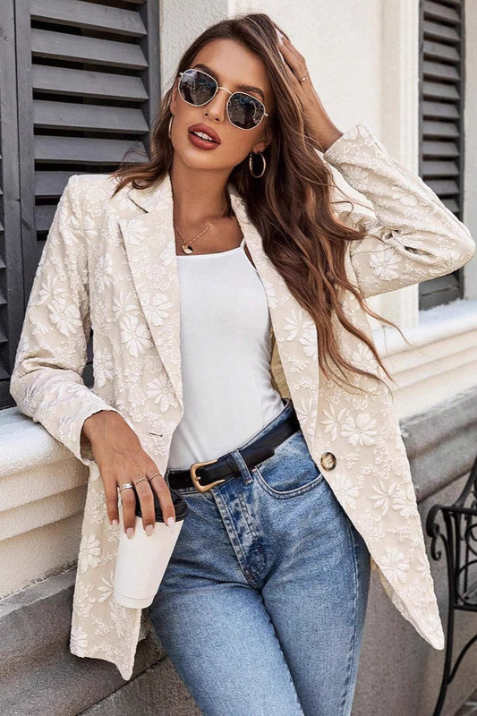 Jacquard-Blazer in schmaler Passform mit einem Knopf