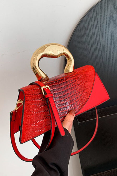 Elegante Tragetasche aus PU mit Krokodilmuster, Schultertasche, Umhängetasche