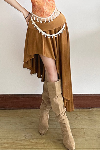 Bedruckter, asymmetrischer, schmaler Rock