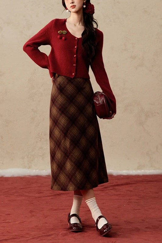 Kurzer Strickcardigan mit Kirschdetail