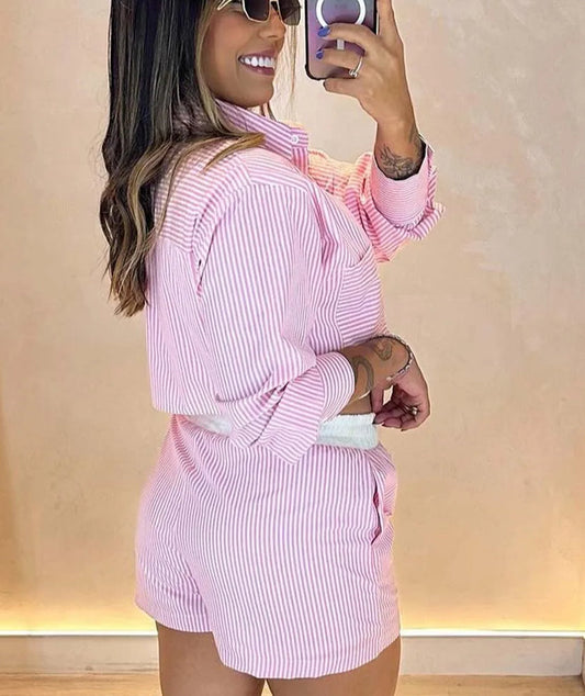 Dunkelblaues Patchwork-Plissee-Mini-Büro-Zweiteiler