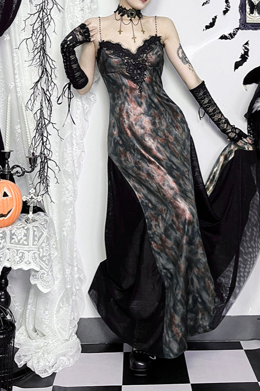 Halloween Gothic-Kleid mit ausgestelltem Saum
