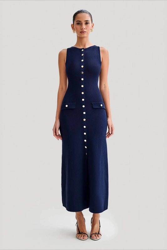Ärmelloses Strickkleid mit Rundhalsausschnitt