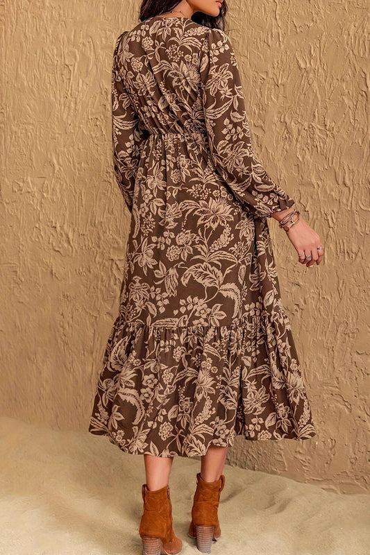 Boho Floral Long Sleeve Maxi Dress